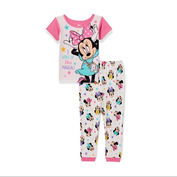 Minnie Mouse Toddler Girl Snug Fit Cotton Short Sleeve Pajamas - Picture 5 of 6